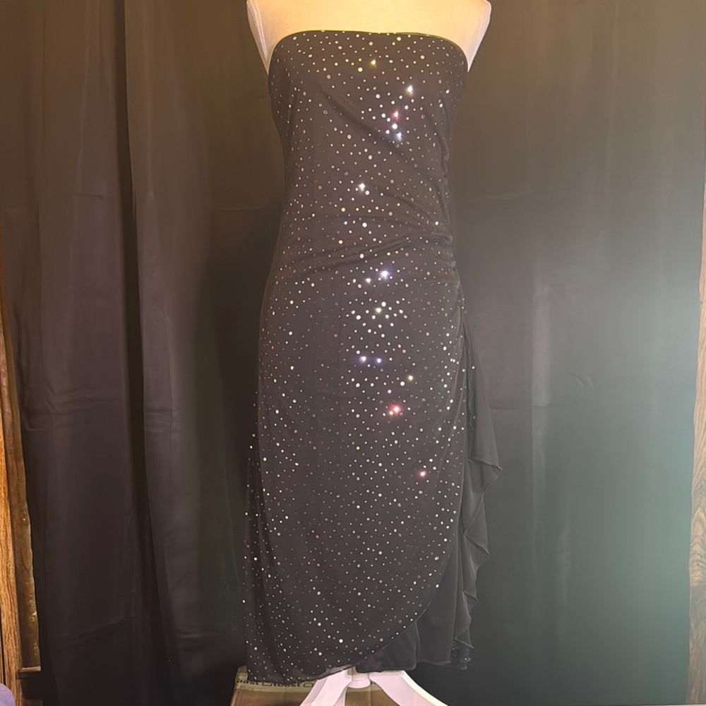 VTG Black Strapless Dress with Sparkling Accents, California Concepts, sz10
